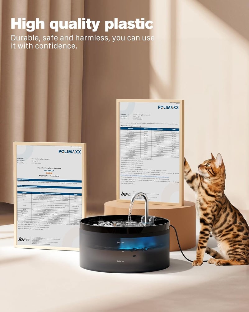 BEMOONY Cat Water Fountain: 108oz/3.2L Cat Fountain Super Silent Pet Water Fountain - Water Fountains for Cats Indoor - Faucet Cat Fountain- Suitable for Cats and Dogs - with 6 Filters & 3 Sponges - Image 5
